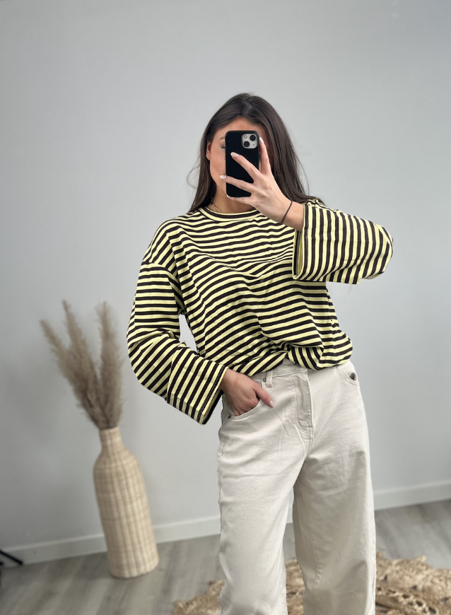 Longsleeve Schoko/Gelb