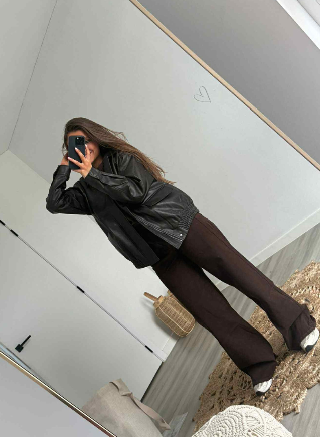 MILA - Leren Jas choco