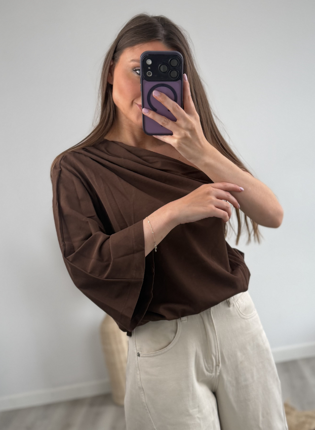 One-shoulder Top Brown
