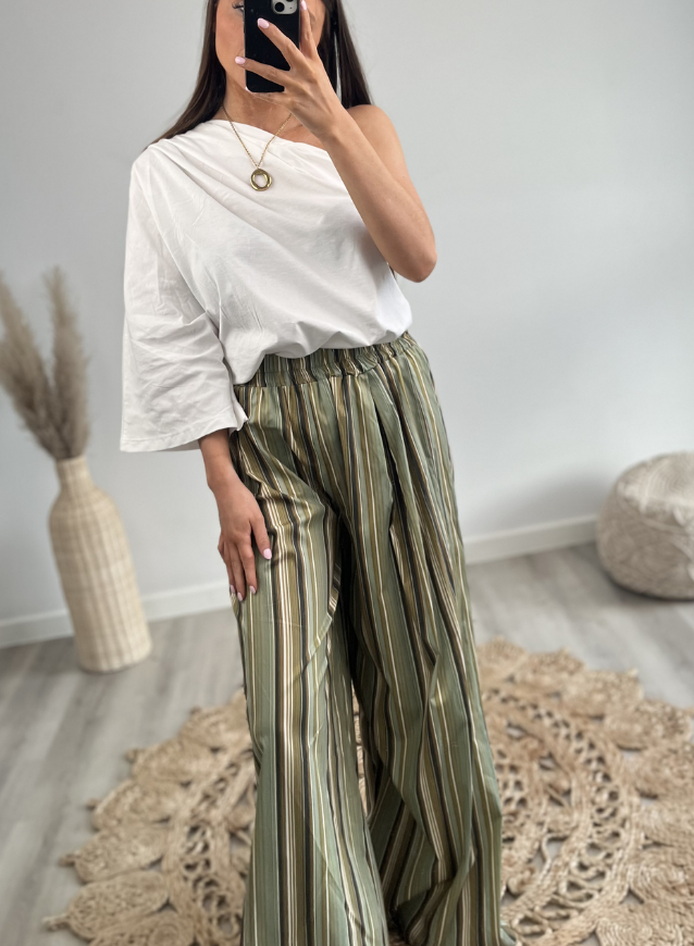 Striped pantalon Kaki