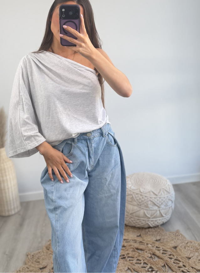 Off- Shoulder Top Lichtgrijs