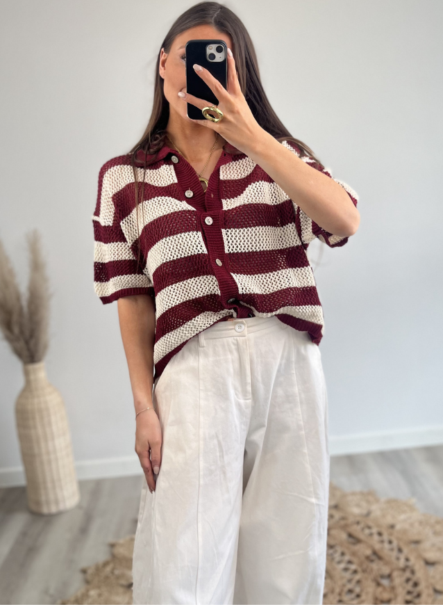 Crochet Shirt Bordeaux