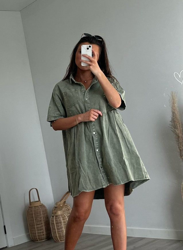 JASMIEN - Kaki Jeans Dress