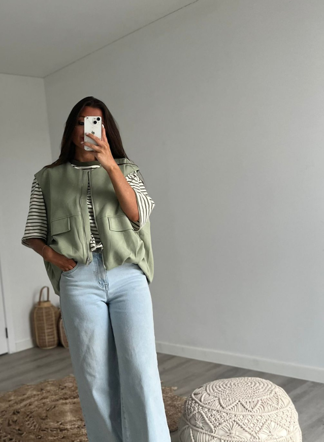 YASMINE - T-shirt Olijfgroen