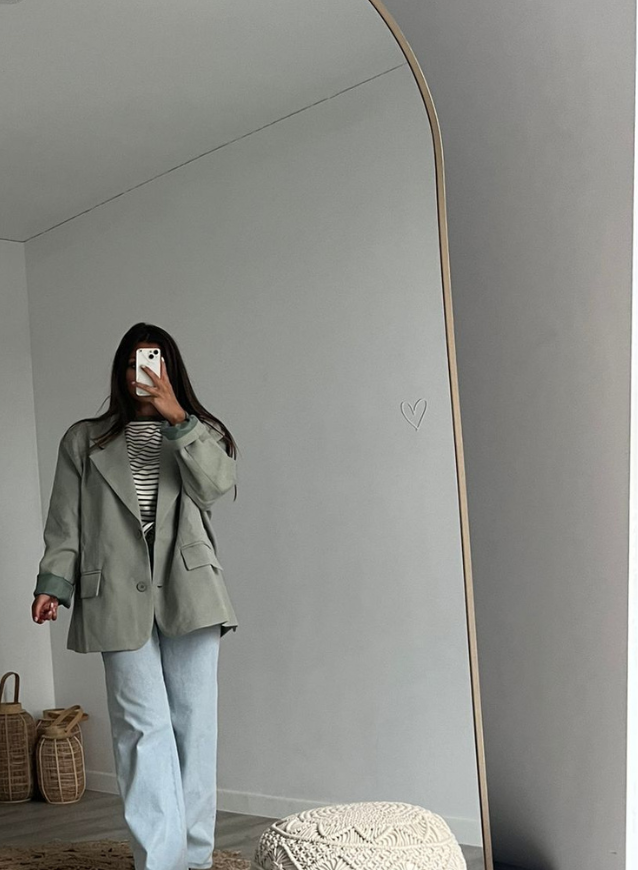 CARO - Mintgroene blazer oversized