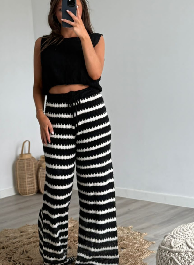 JULIE - Broek Zwart/Wit