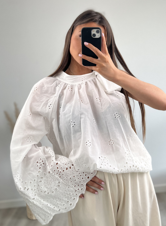 Broderie Blouse White