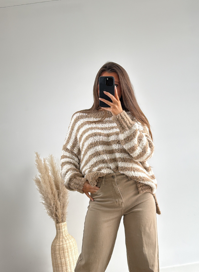 AMALIA - Gebreide Trui Beige