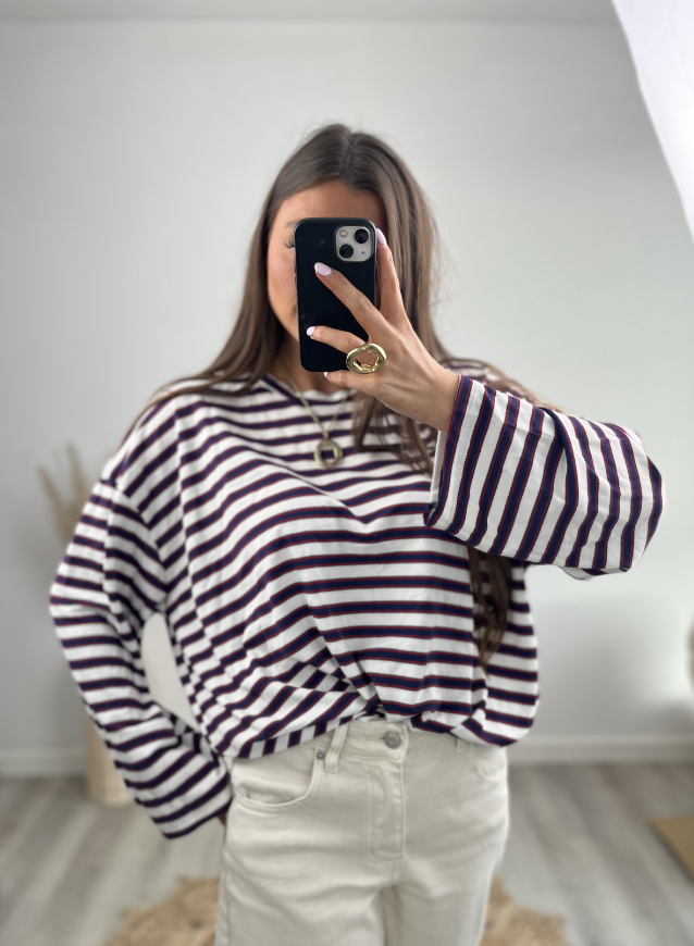 Longsleeve Navy/Rood