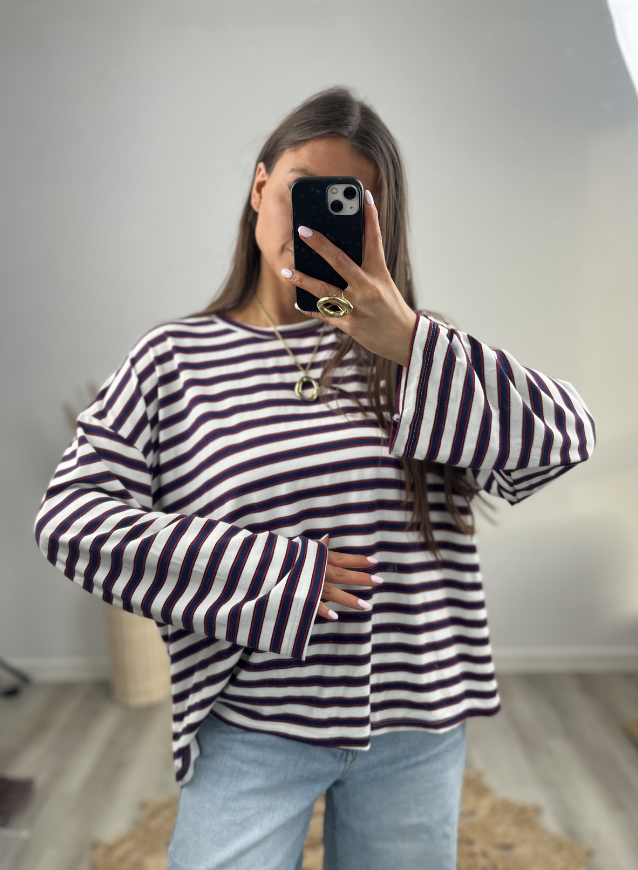 Longsleeve Navy/Rood