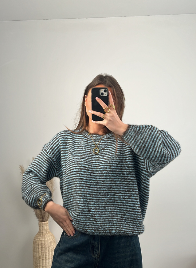 MAE - Striped Sweater Blauw