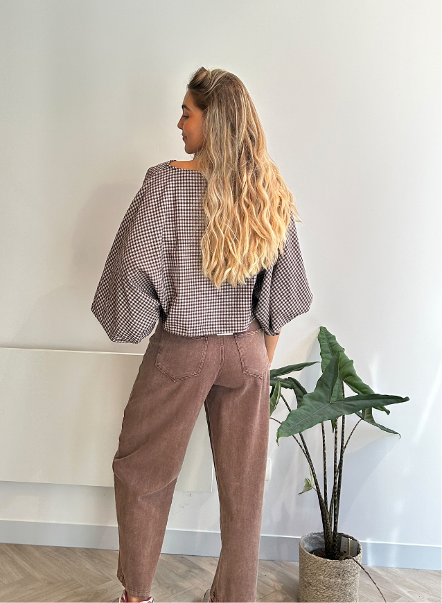 MIRA - Check Blouse Brown