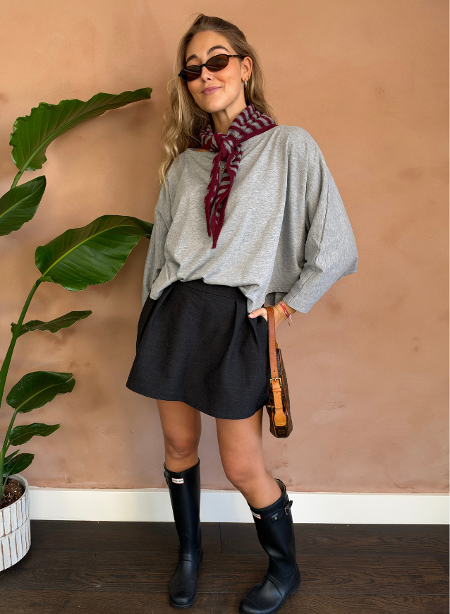 Puntsjaaltje bordeaux/ grijs