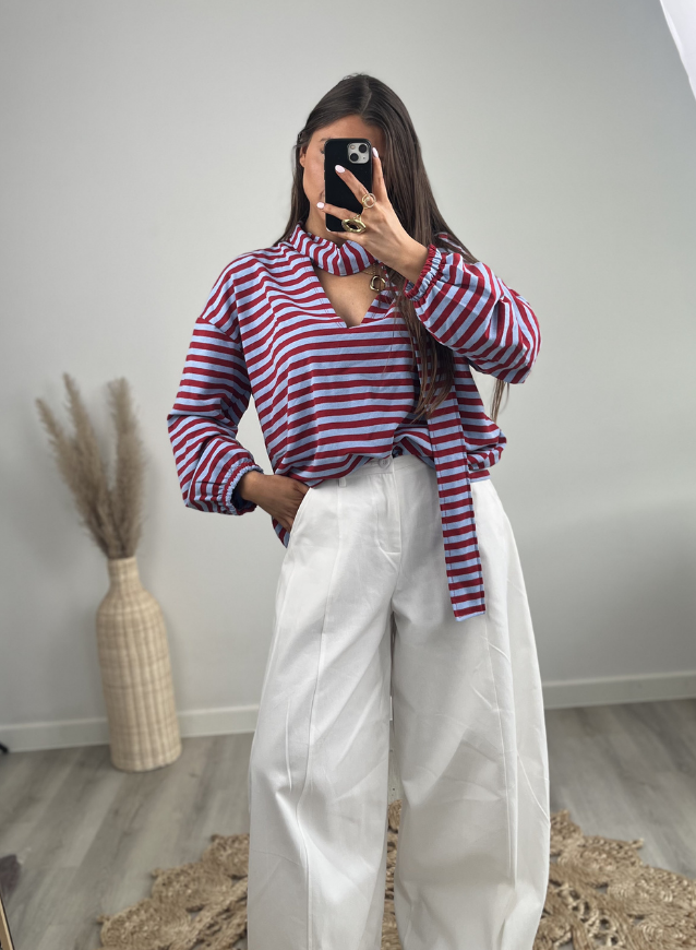 ANNABEL - Rood/Blauw incl sjaaltje