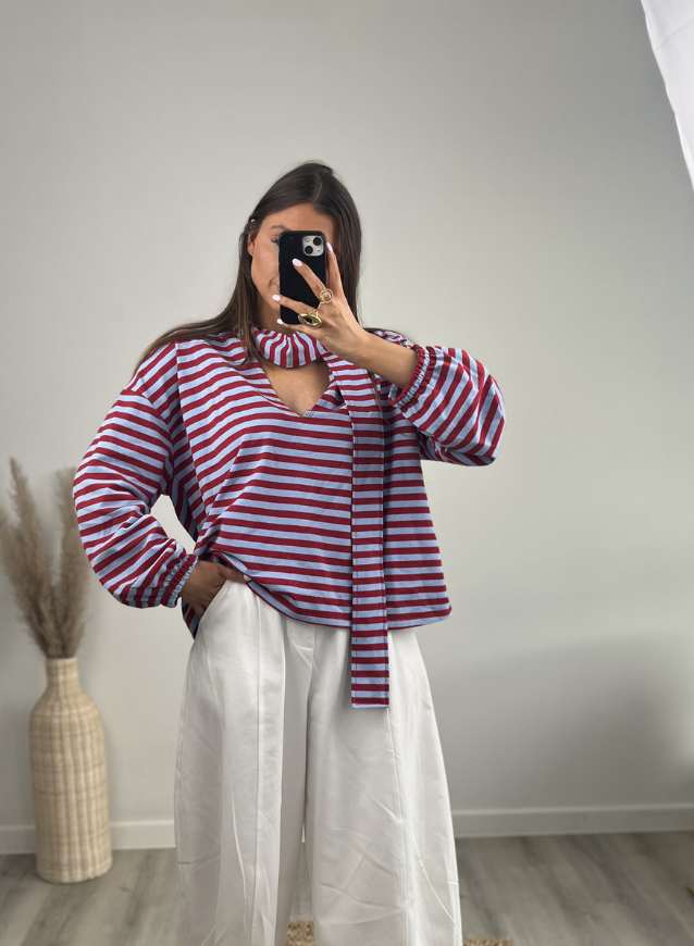 ANNABEL - Rood/Blauw incl sjaaltje