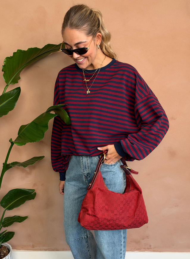 CAMILLE - Sweater Navy/Bordeaux