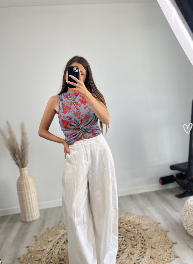 Body Top Blumen Rot
