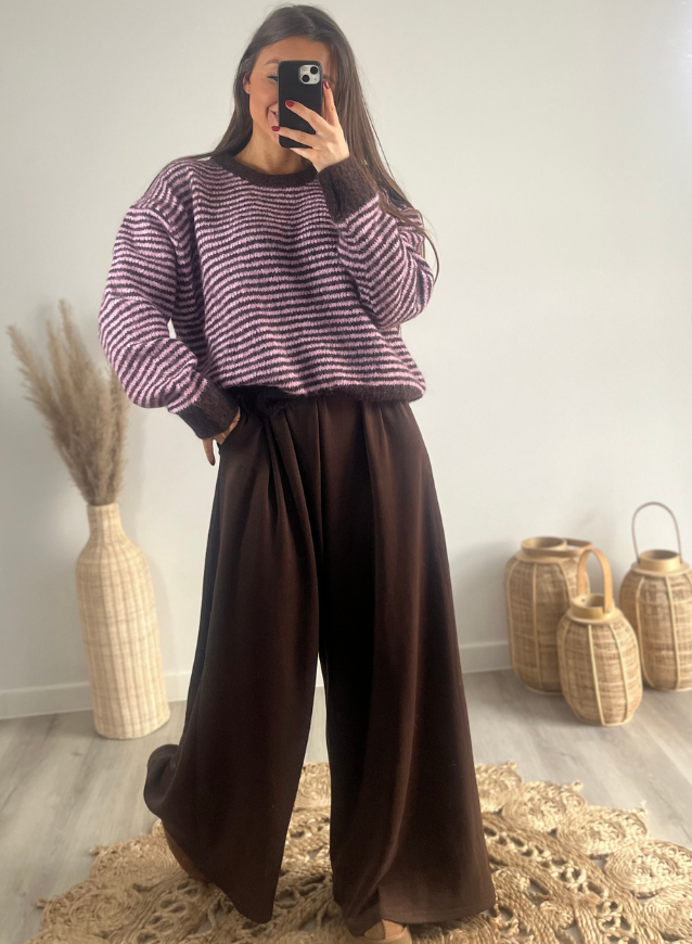 FLEUR - Streepjestrui Roze- Bruin