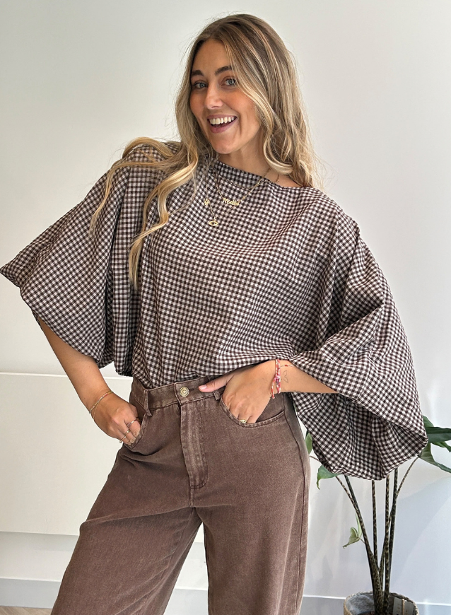 MIRA - Check Blouse Brown