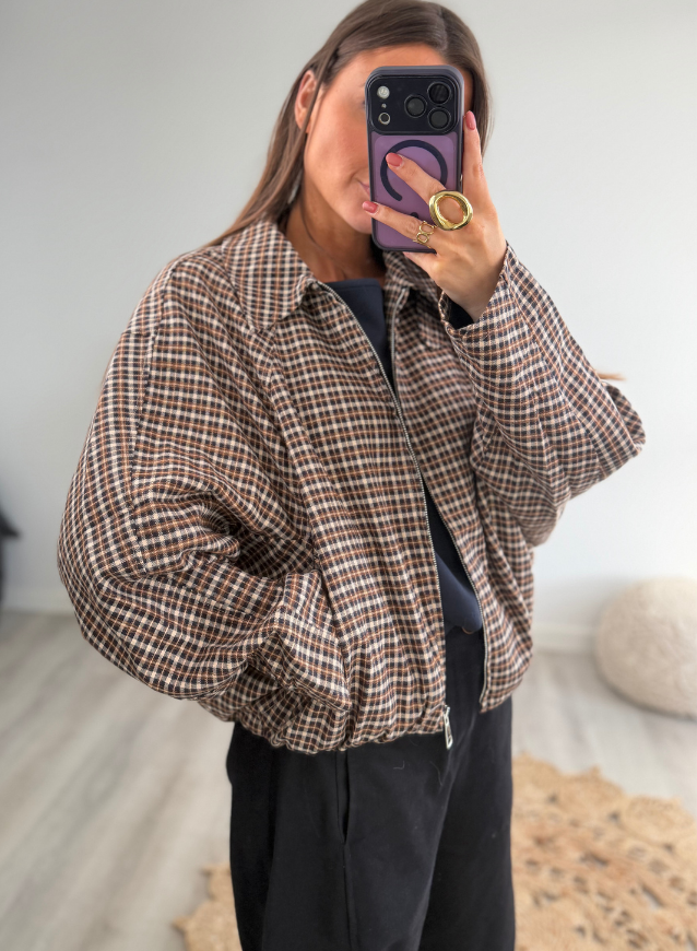 AMELIA - Check Bomber Jacket
