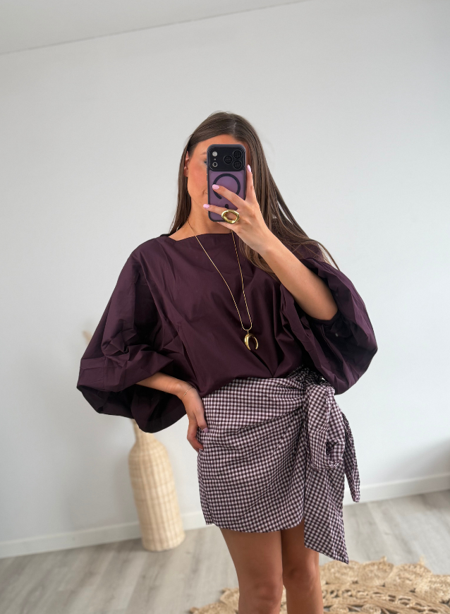 Vichy Skort Bordeaux (pre- order: verzending tussen 12/08 en 14/08)
