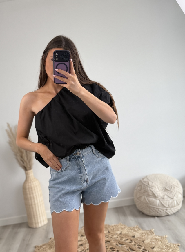 One-shoulder Top Black