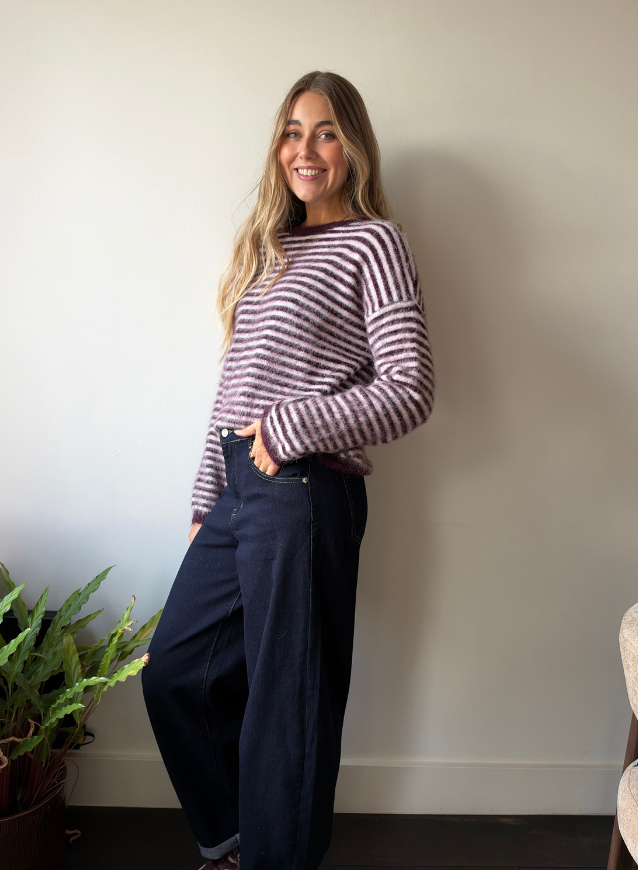 ELLI - Striped Knit Burgundy