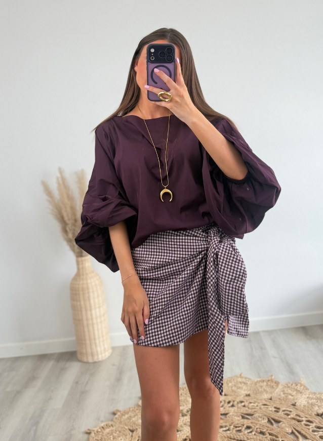 Vichy Skort Bordeaux (pre- order: verzending tussen 12/08 en 14/08)