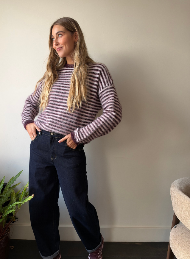 ELLI - Striped Knit Burgundy