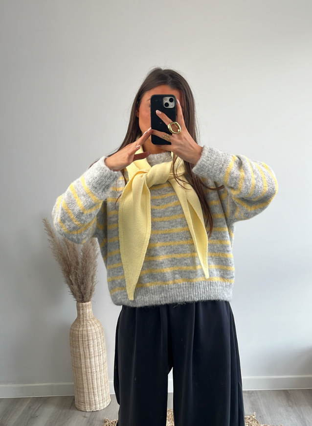 Liselotte- Trui Geel/Grijs