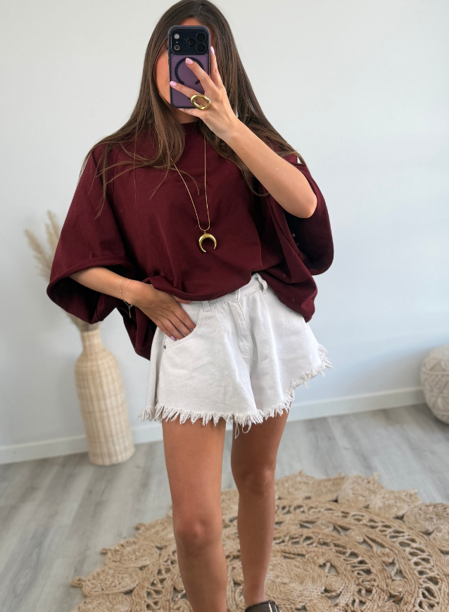 LAURA - Oversized Tee Bordeaux