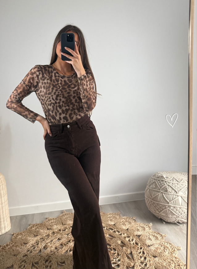 Leopard Mesh Top