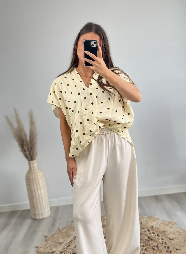 Gepunktete Bluse Gelb