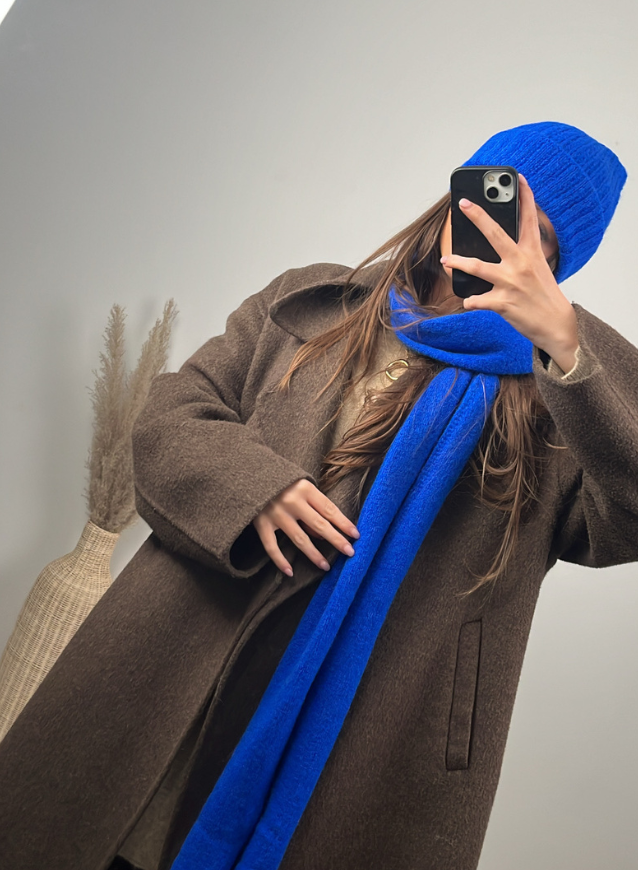 Set muts + sjaal blauw