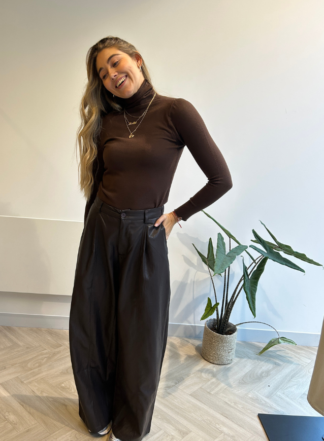 JOJO - PU broek Choco