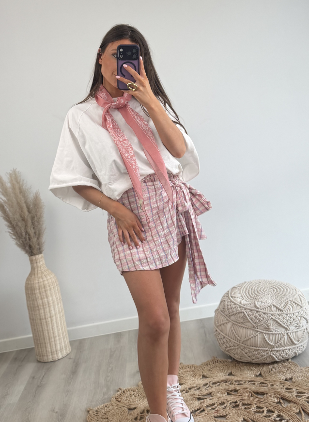 Roze Skort met strikdetail