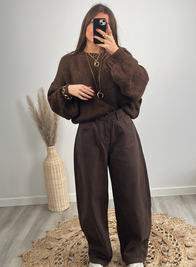 Wide leg Jeans Bruin