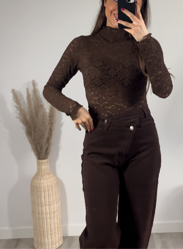 LILY - Bruine Lace top