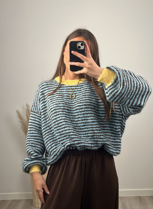 Carlijn - Trui Blauw/geel