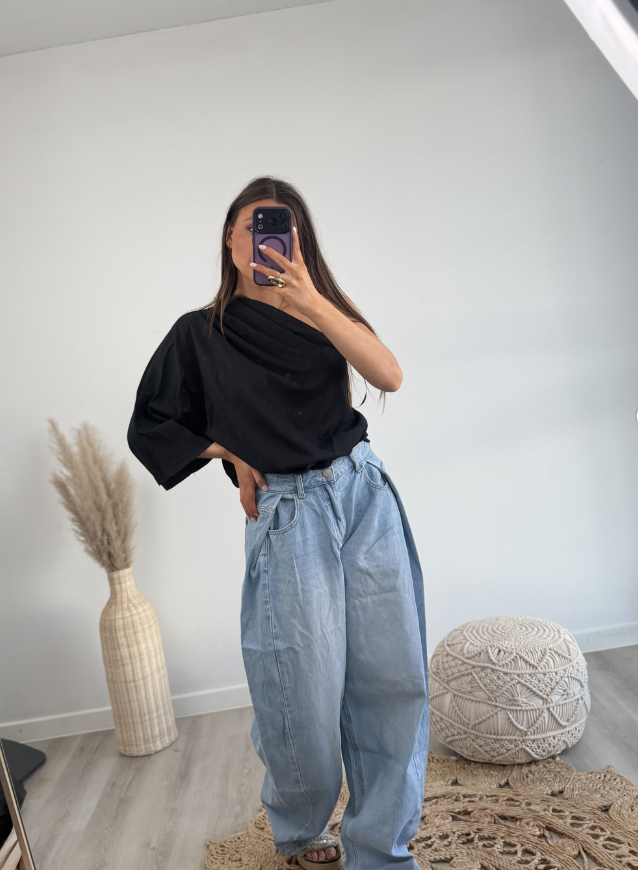 One Shoulder Top Black