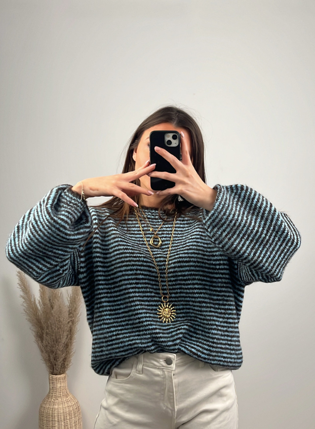 MAE - Striped Sweater Blauw