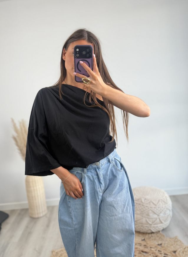 One Shoulder Top Black