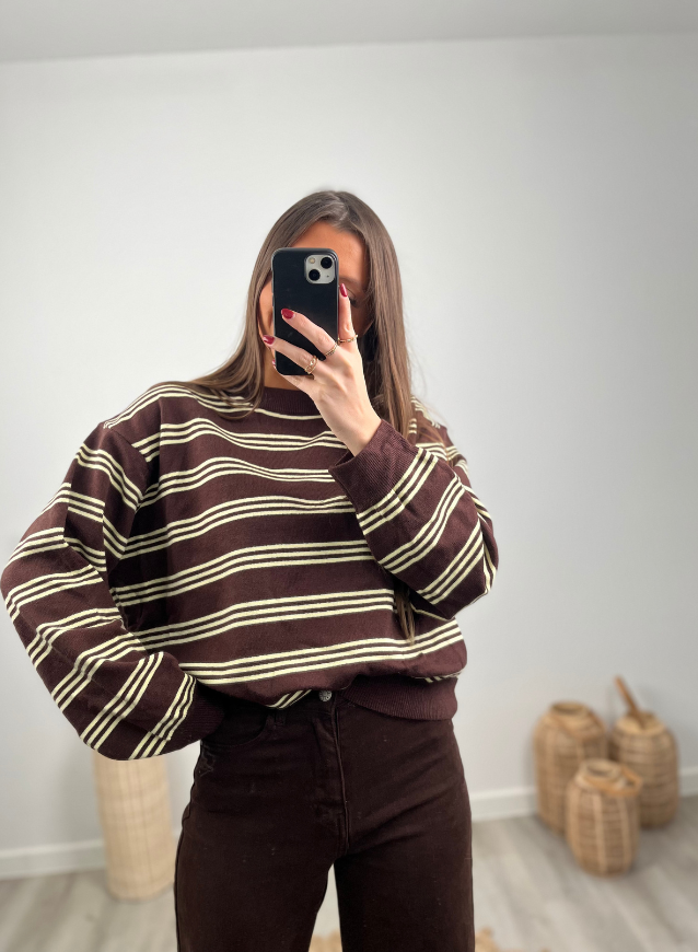 EVA - Striped sweater Choco