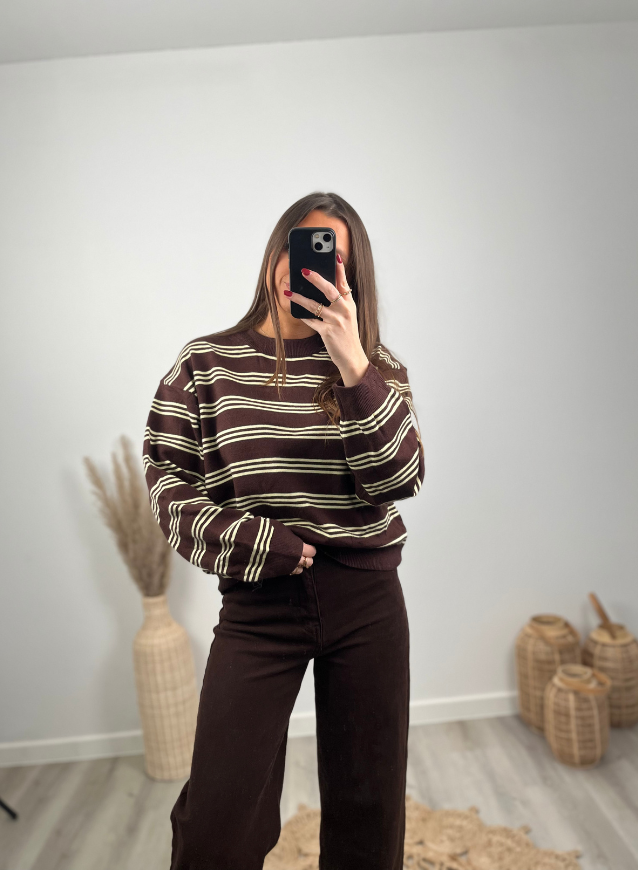 EVA - Striped sweater Choco