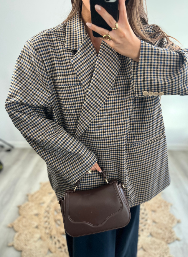 MIRA - Blazer ruitjes Blue/Brown