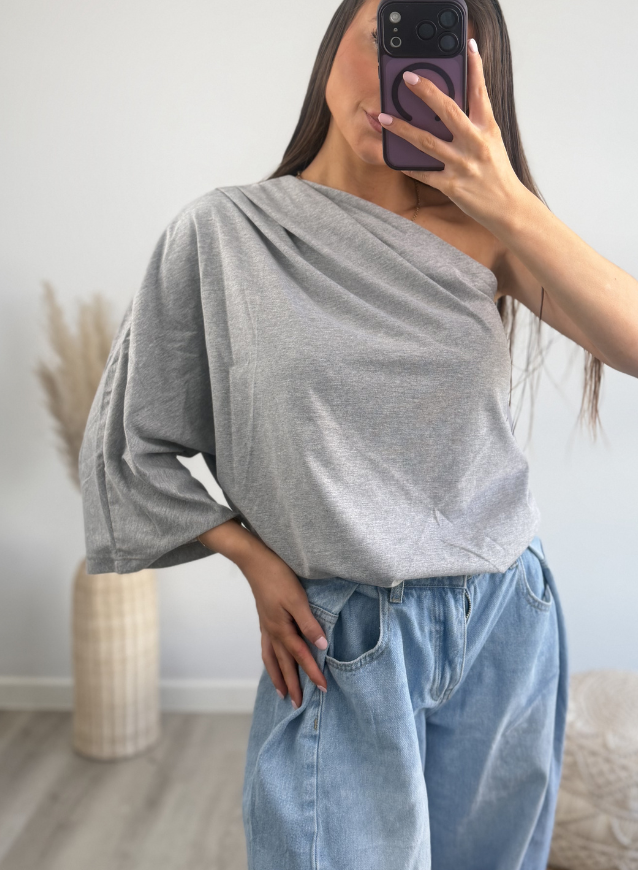 Off- Shoulder Top Donkergrijs