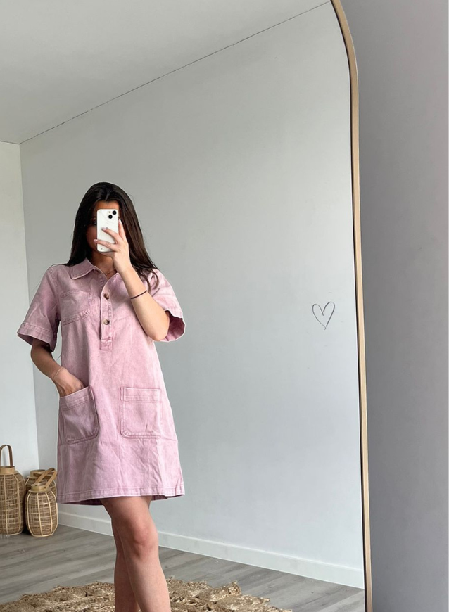 LOUA - Jeansdress Zachtroze