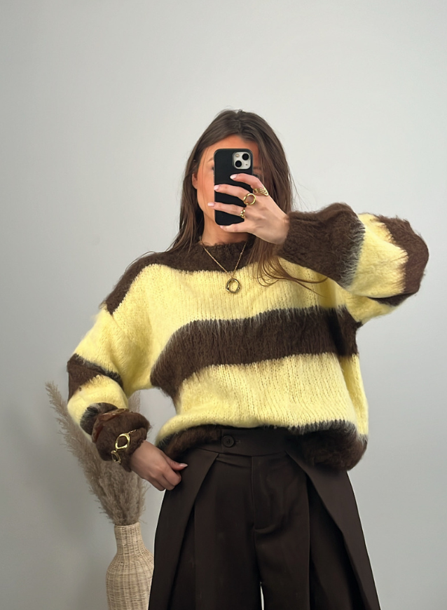 LAURENCE - Trui Choco/Geel