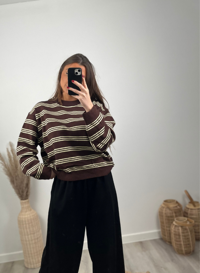 EVA - Striped sweater Choco
