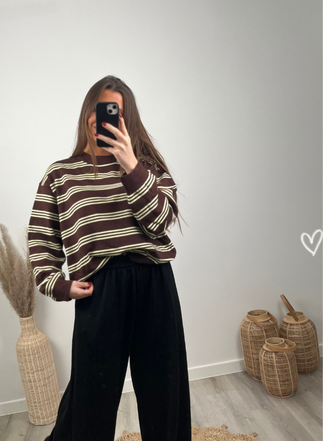 EVA - Striped sweater Choco